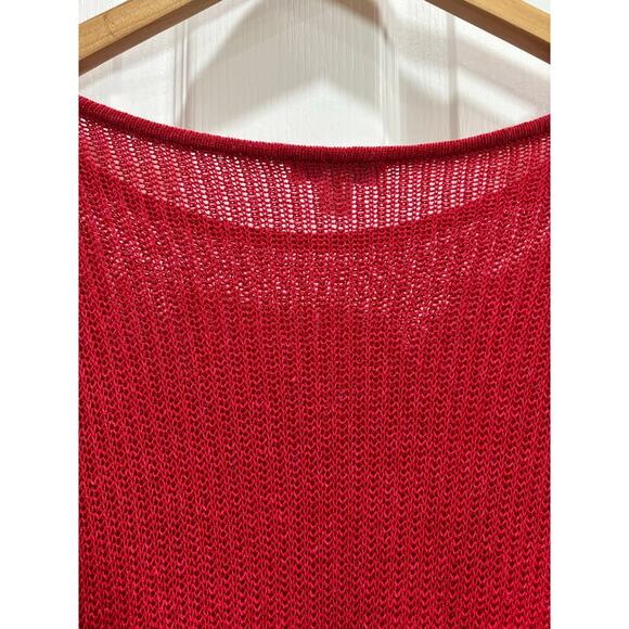 J. Jill Women L Red Open Knit Tunic Lightweight Linen Blend Coastal Vacation - Picture 7 of 8